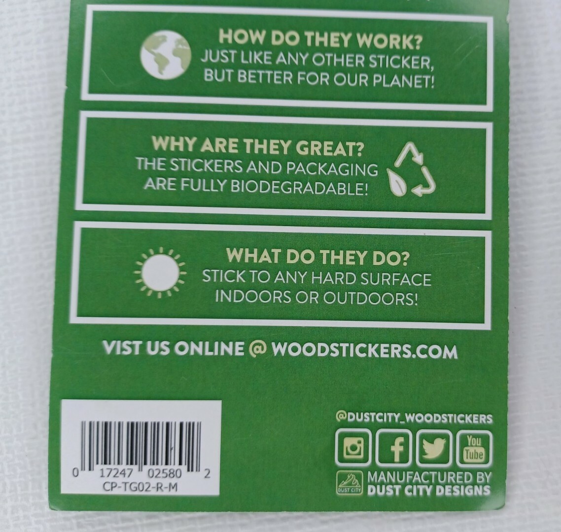 Wood Sticker 2 Pack Decal Bottle Laptop Car USA Made Good Vibes Outdoors Eco
