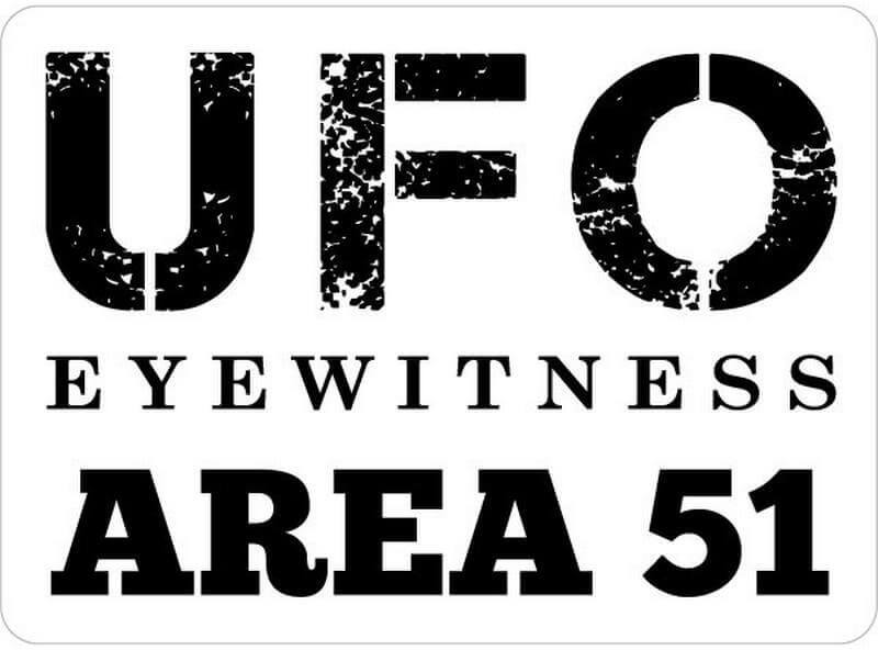 UFO Eyewitness Area 51 – Postcard Sized Vinyl Sticker 6" x 3.75"
