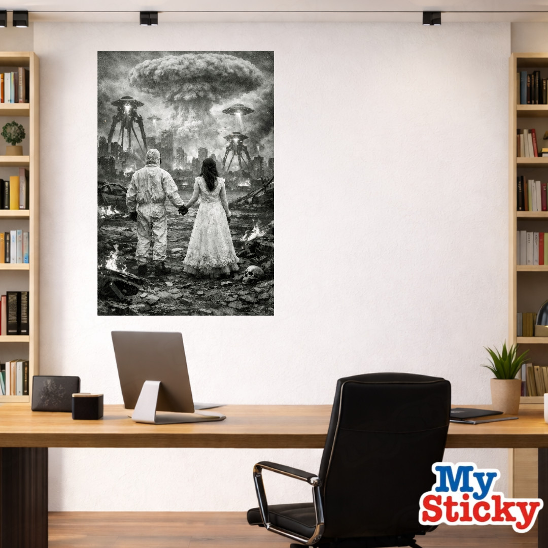 Post Apocalyptic Wedding Couple Removable Vinyl Decal Poster Wall Sticker Decor
