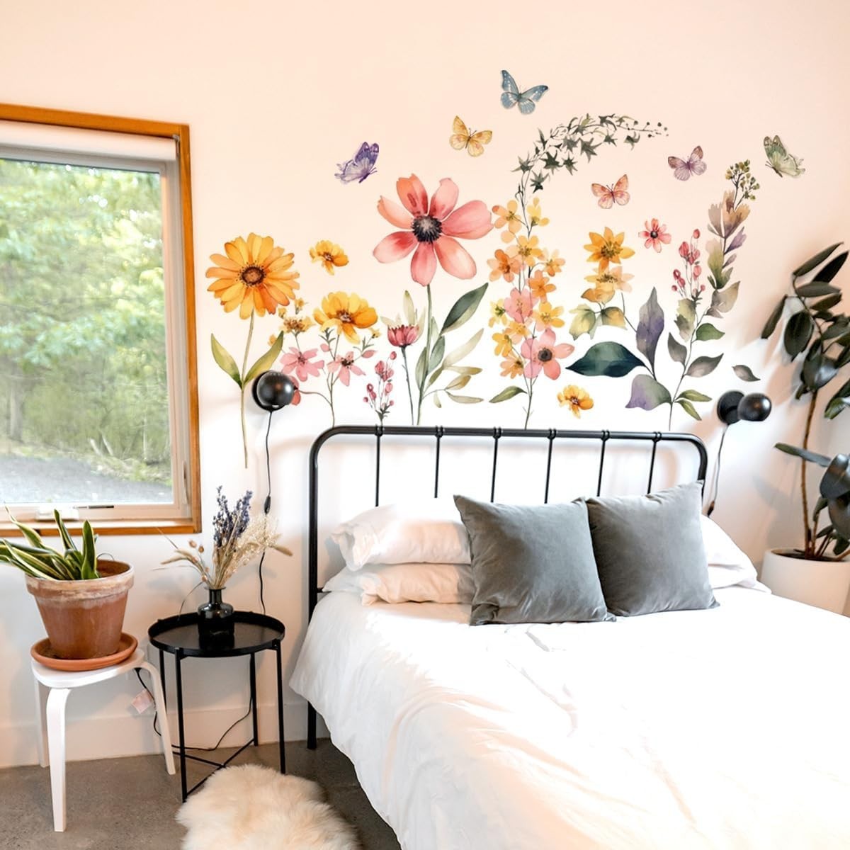 Flowers Wall Stickers Flowers Wall Decals Peel and Stick Removable Art WallDecor