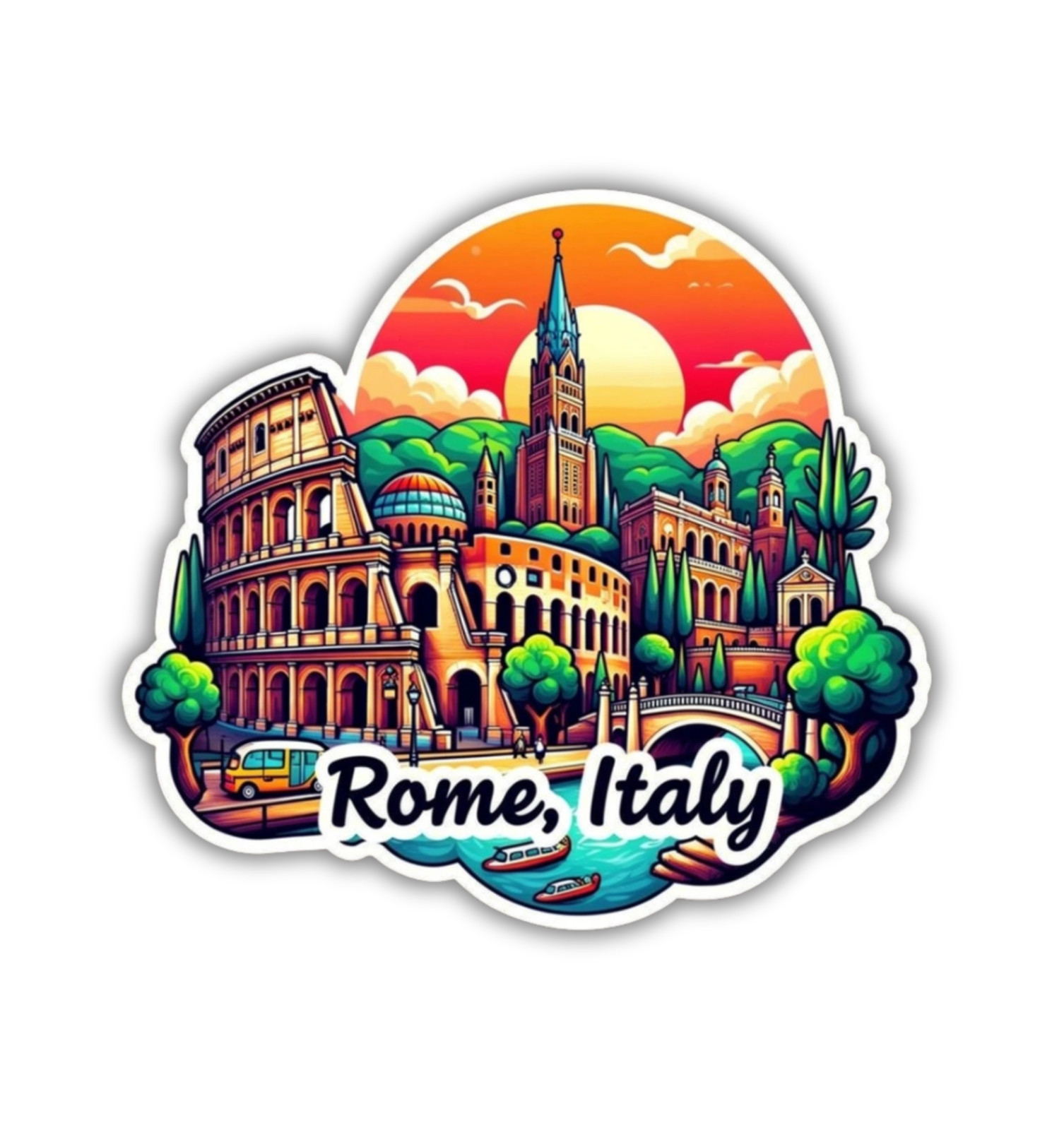 Rome Italy Fridge Magnet or Laptop Sticker
