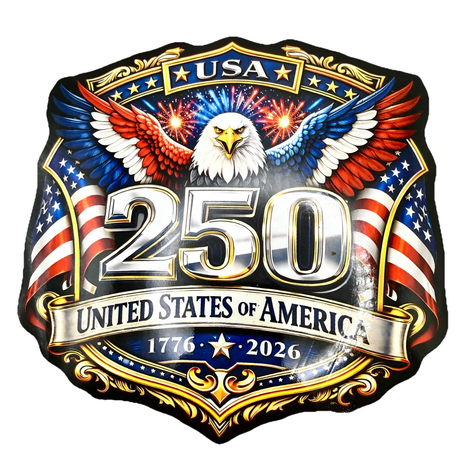 America Celebrating 250 Years Large 7×7 In Magnetic Decal Eagle Patriotic Design