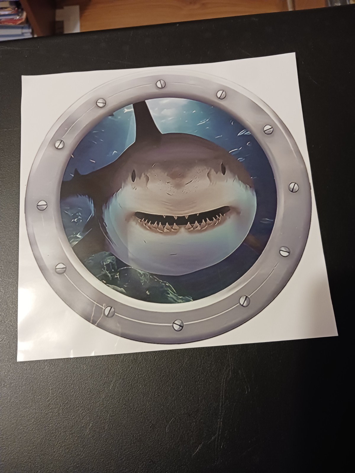 Funny 7.25” Shark Looking In Sticker