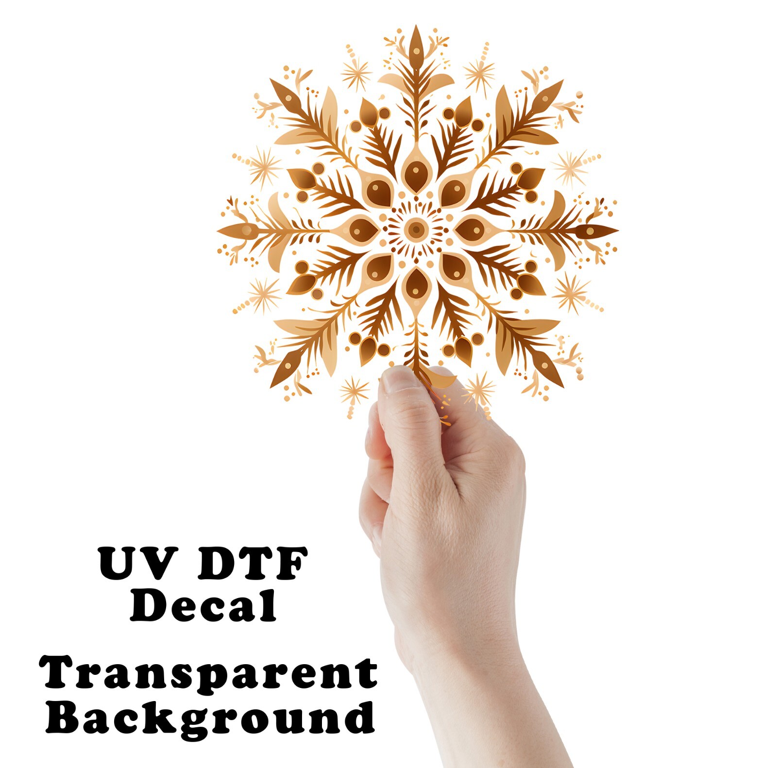 Neutral Christmas Snowflake UV DTF Sticker Transparent Decal