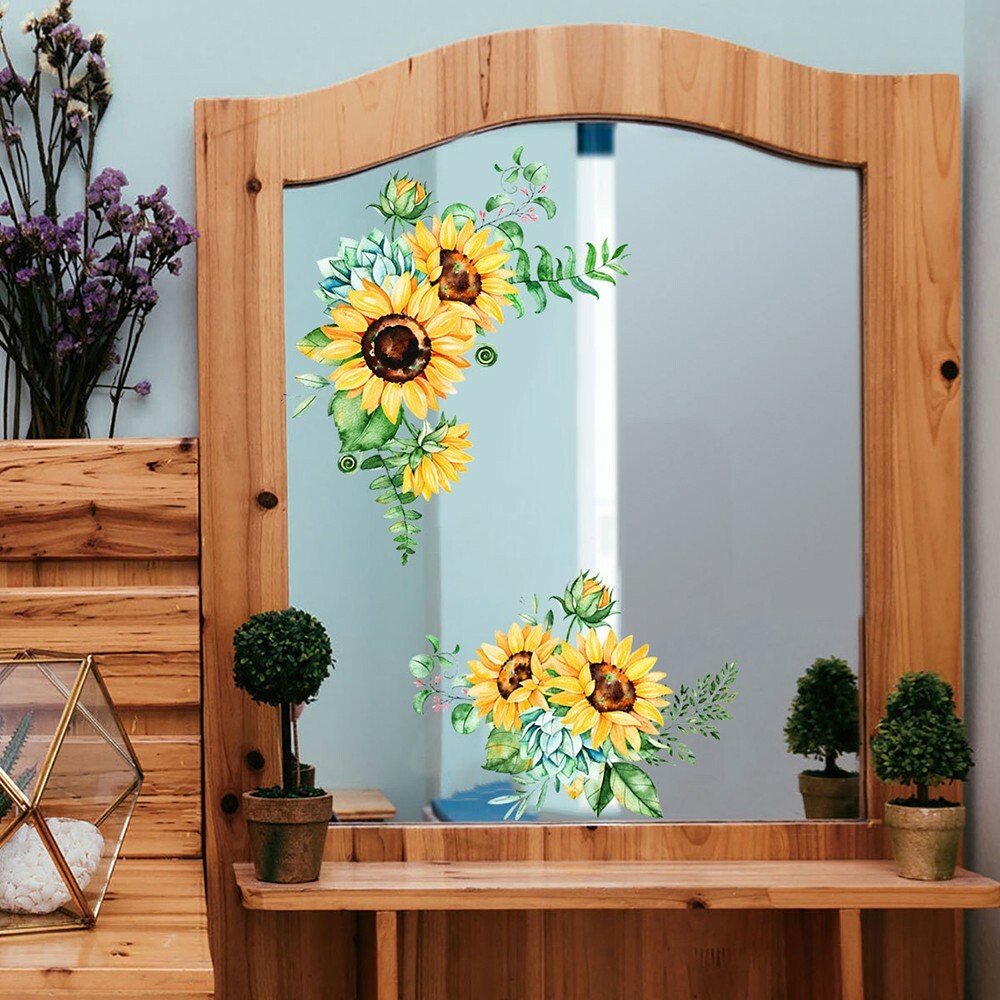 Transparent Border Vinyl Home Art Decal Decor Sunflowers Butterfly Wall Stickers