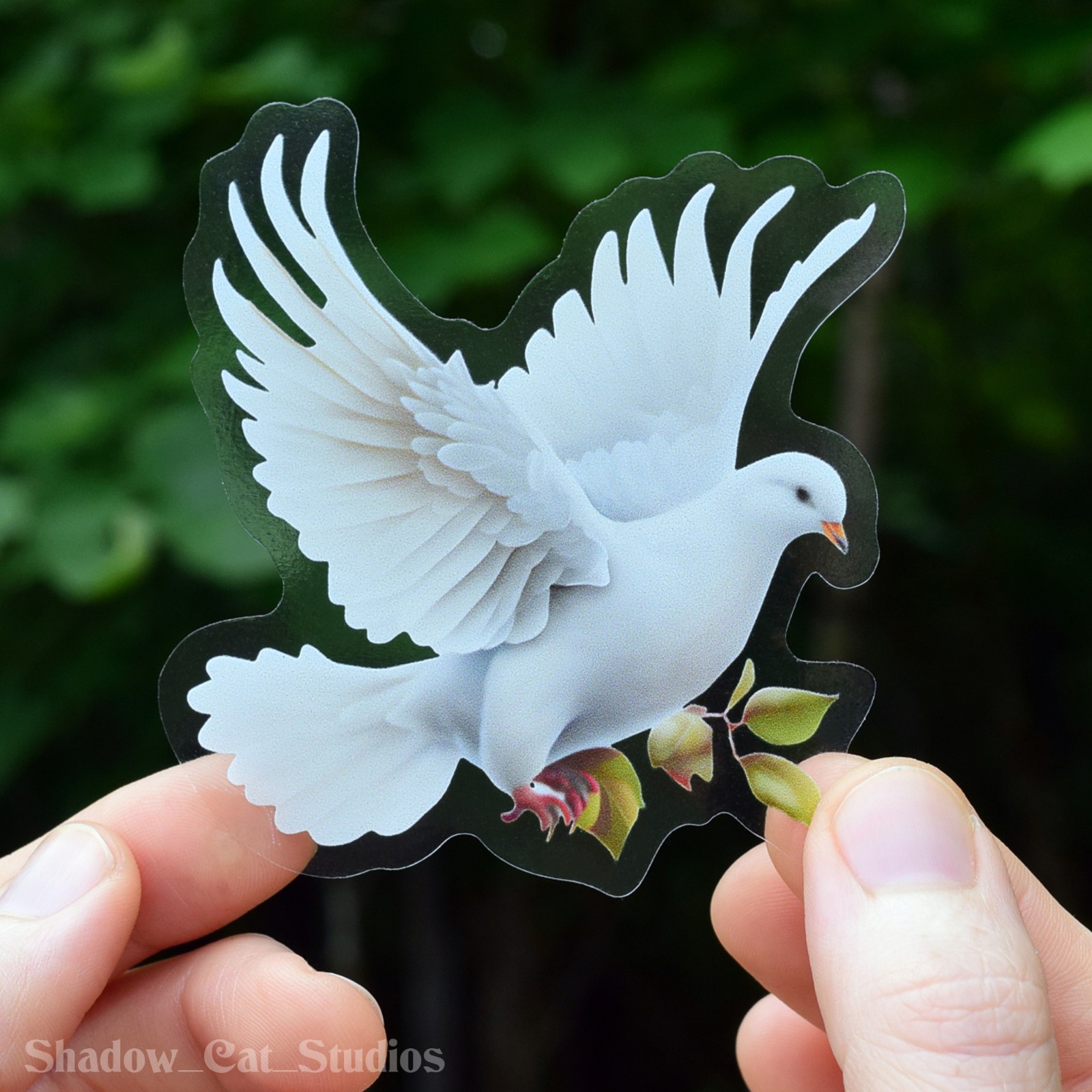White Dove Die Cut Clear Vinyl Sticker (Facing Right) Premium Quality