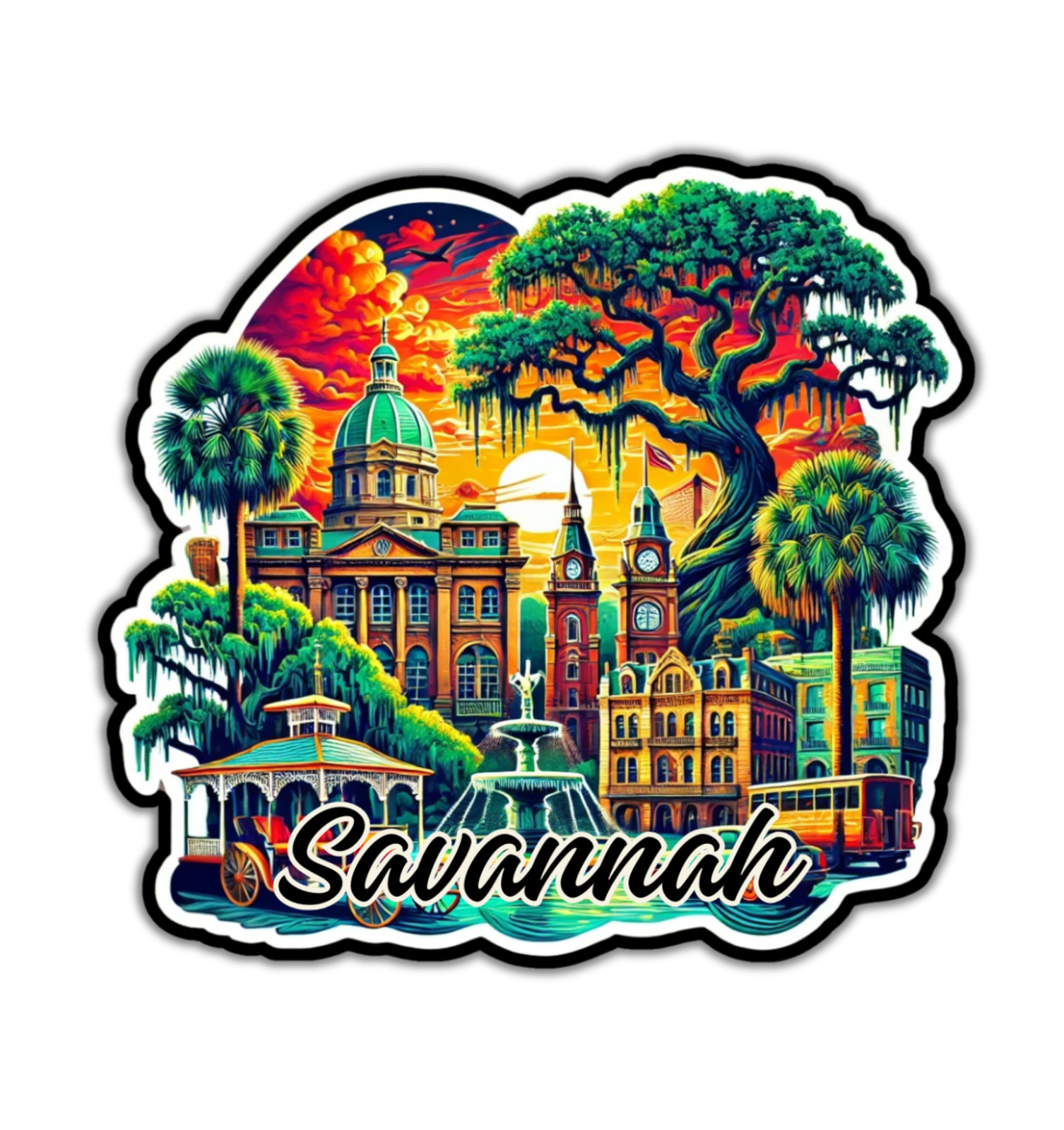 Savannah Georgia Fridge Magnet or Laptop Sticker