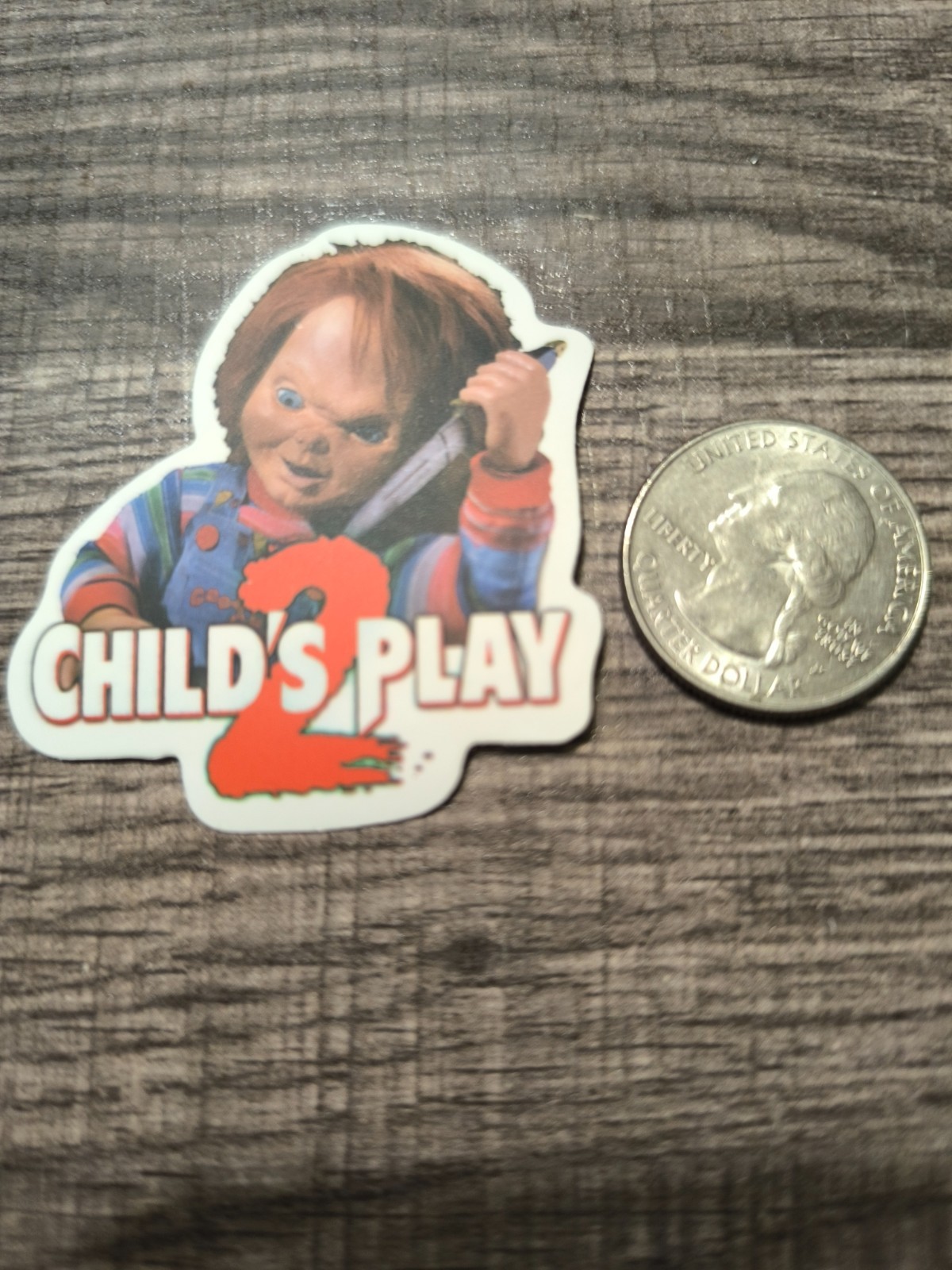 Chucky w Knife Sticker Horror Child's Play 2 1980s Killer Doll Halloween Scary!!