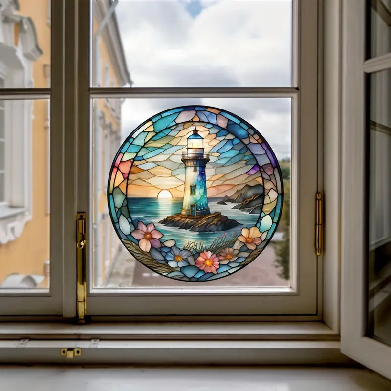 Lighthouse Sea Anti-Static PVC Window Sticker for Car, RV, and Home Decor