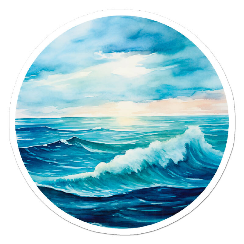 Ocean Surf Sunset, Vinyl Decal Sticker, Indoor Outdoor, 3 Sizes, #11811