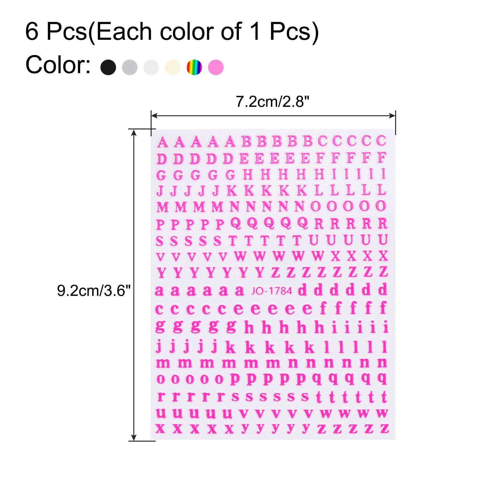 6 Sheets Letter Nail Stickers Self-Adhesive Alphabet Nail Stickers Multicolor