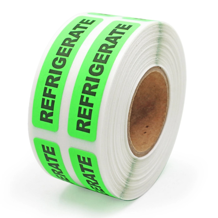 Refrigerate Stickers – Fluorescent Green 100 Stickers – 1"