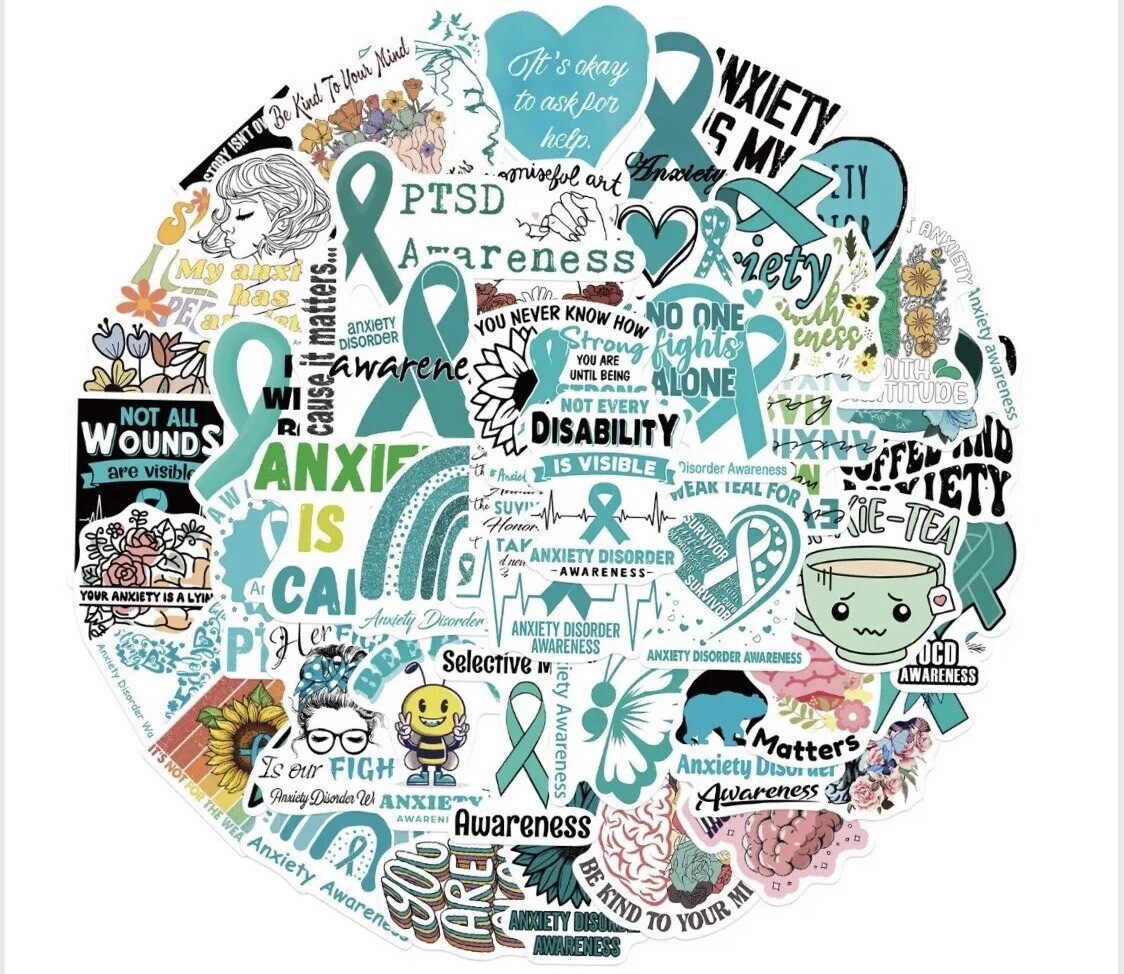 Mental Health Stickers Anxiety Disorder Awareness 50 Pcs Self Care LAST ONE