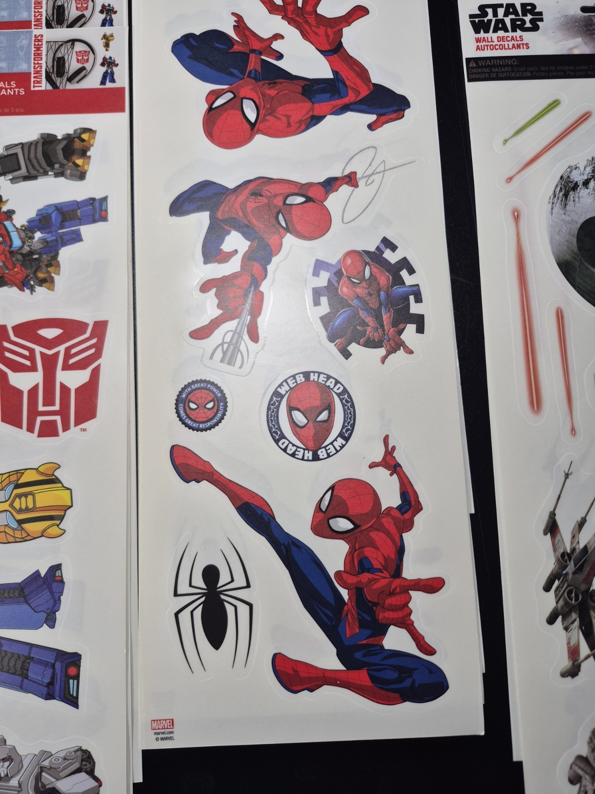 24 Wall Decals Transformers, Spiderman, Star Wars, Marvel, Harley Quinn