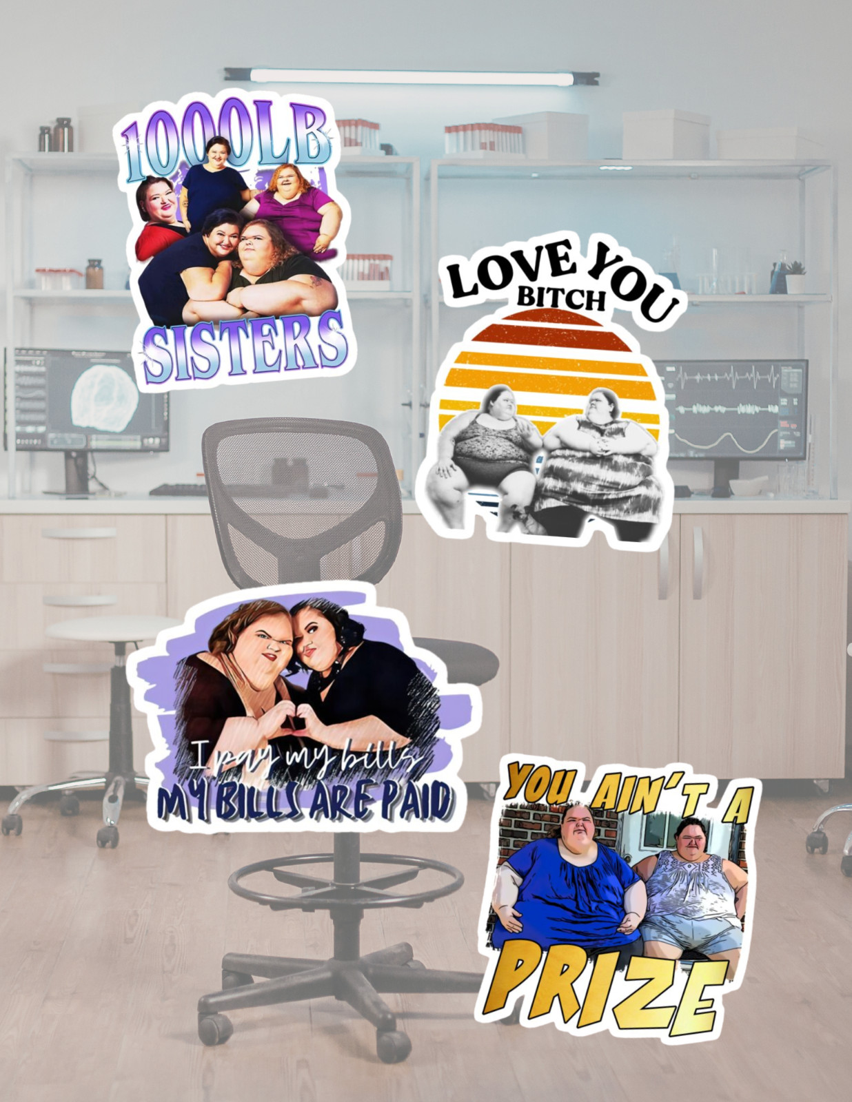 1000 Pound Sister Reality TV 4pk Sticker Pack