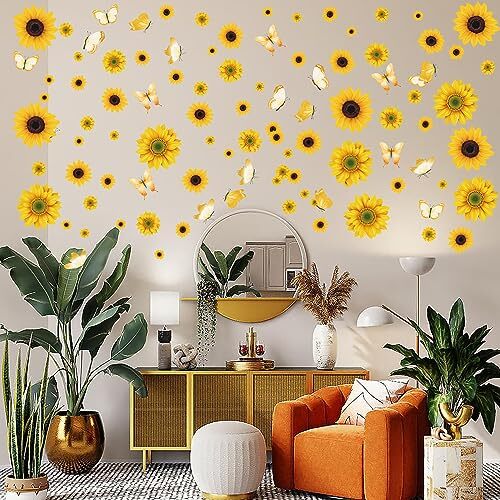 Peel and Stick Wall Decals | Decorations for Bedroom Kitchen Sunflower