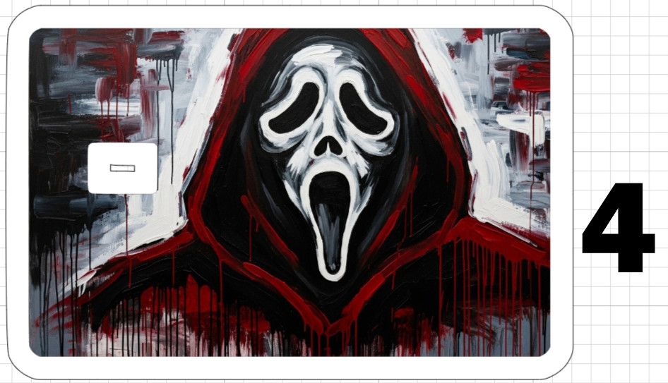 Ghostface Painted Art Credit Debit Card Skins Sticker ATM Paint Horror Halloween