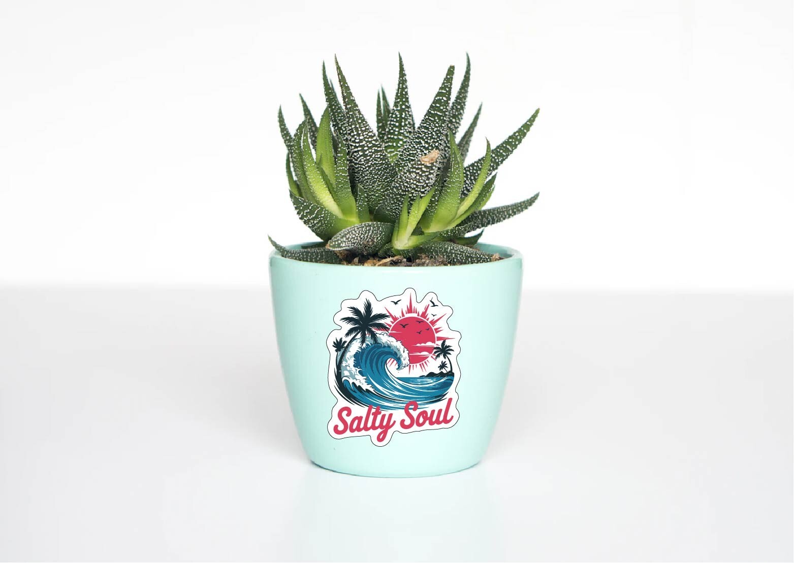 Beach Soul Decal Sticker Tropical Vacation Salt Sand Ocean Palm Trees Waves Surf