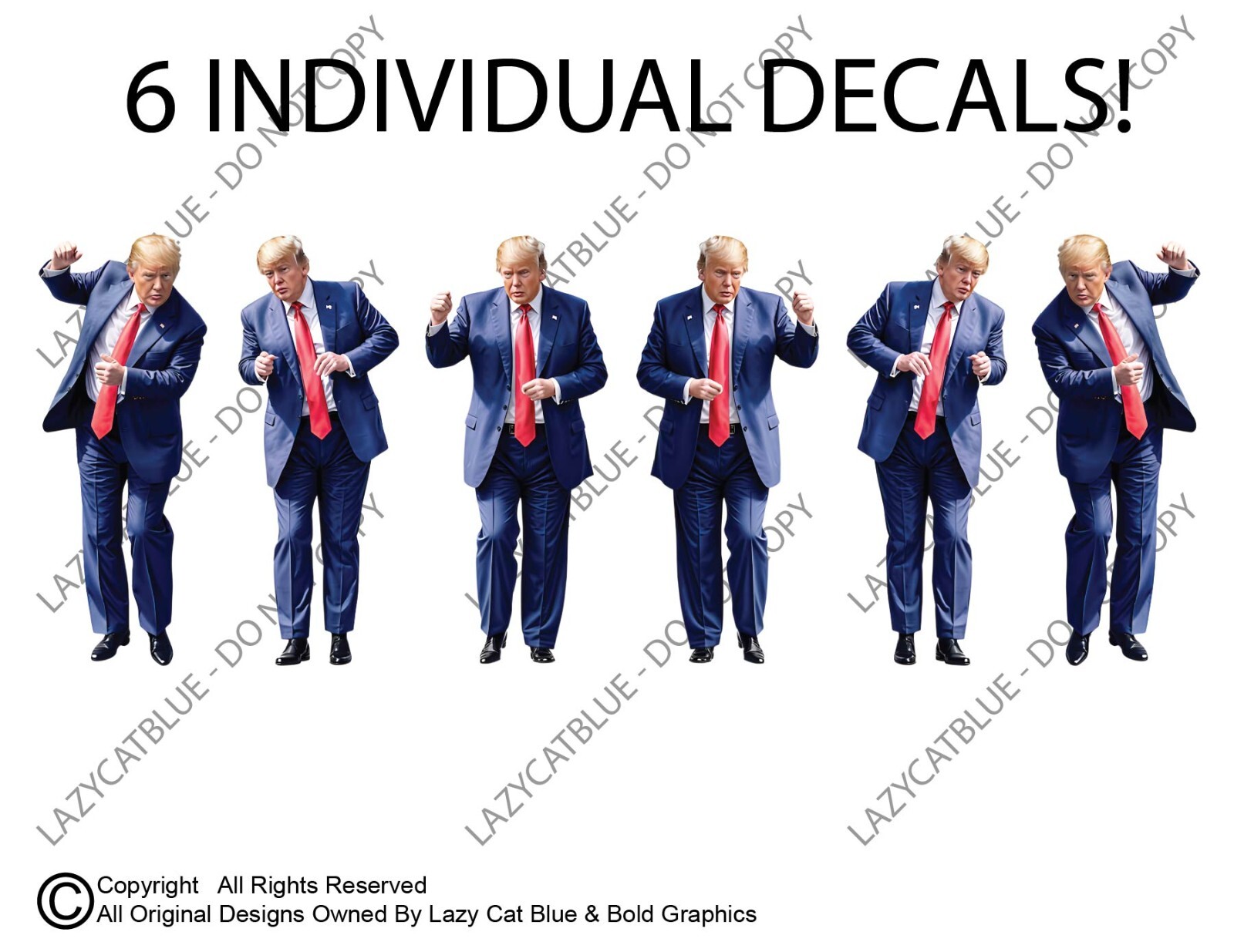 Trump Dancing Decal Sticker Set of6 MAGA Dance Victory Funny Political Gift 2024