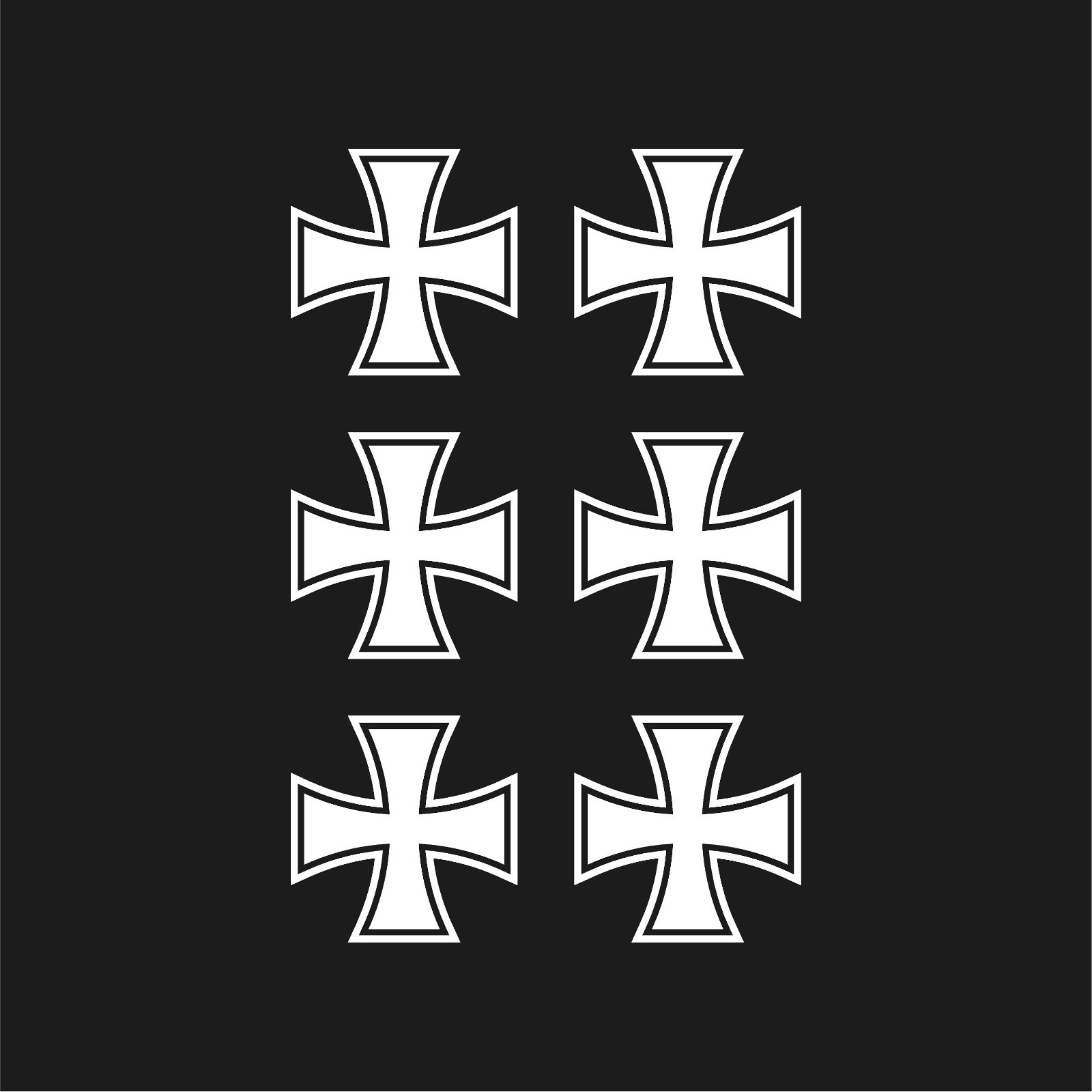 set of 6 German cross Iron cross Vinyl Decal symbol Sticker