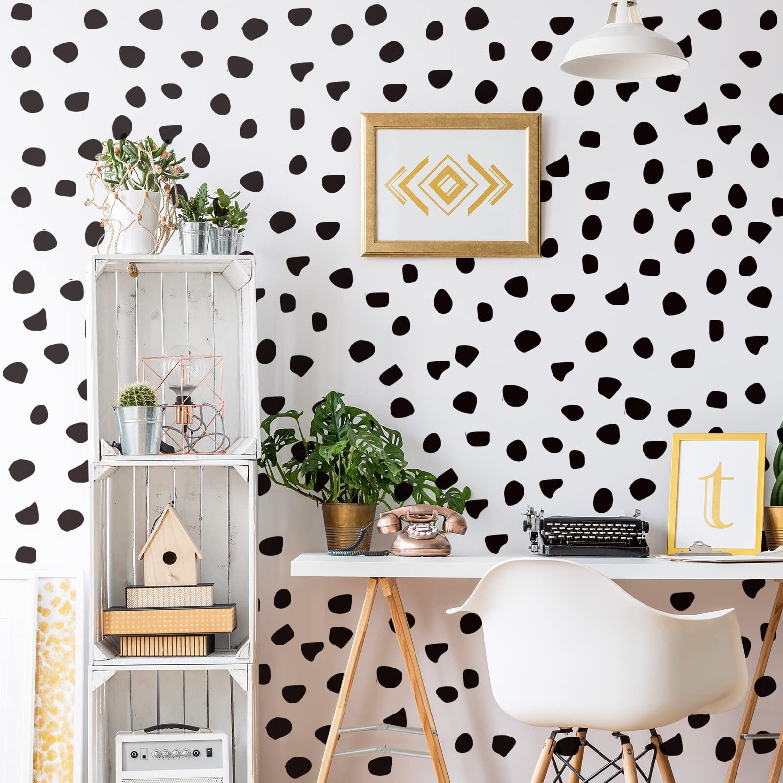500 Pieces Irregular Polka Dot Wallpaper Decor Classroom Decoration (Black)