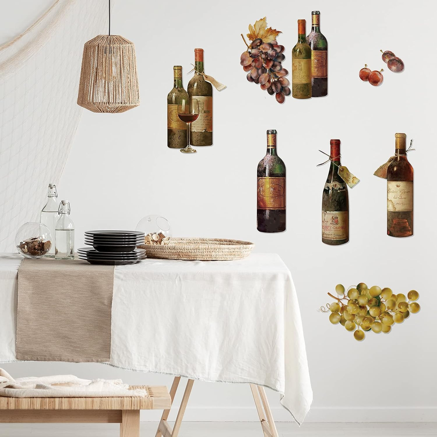 2 Sheets Wine Wall Decal Stickers Artwork Peel and Stick Wine Bottle Wall Glass