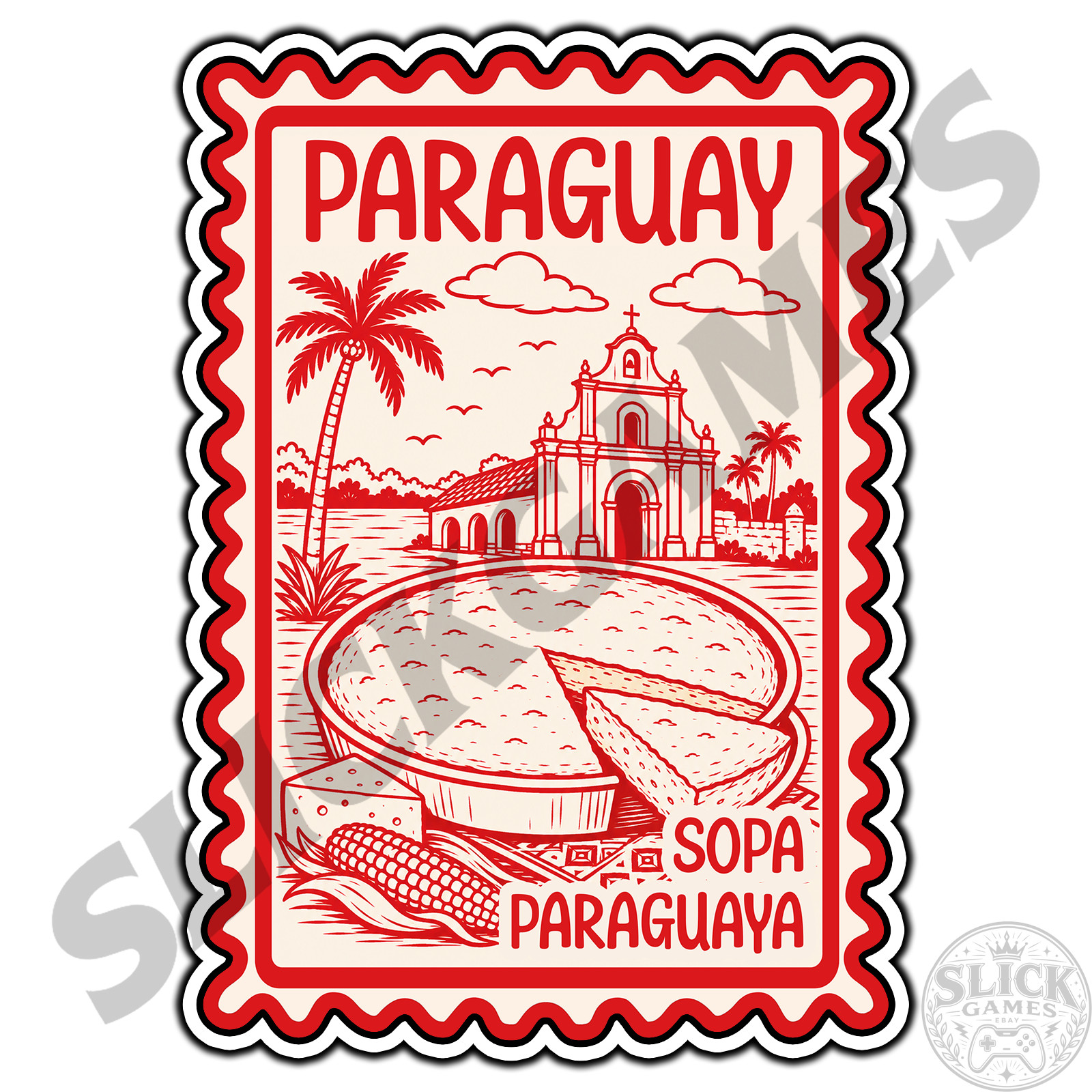 Paraguay Sopa Paraguaya Travel Postage Stamp Sticker #1 Waterproof Vinyl Decal