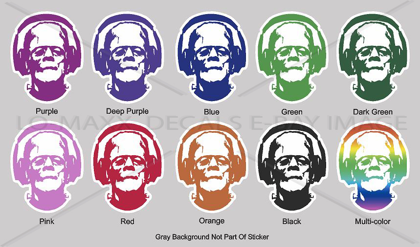 Frankenstein With Headphones Spooky Cool Hot Monster Art Decor Printed Sticker