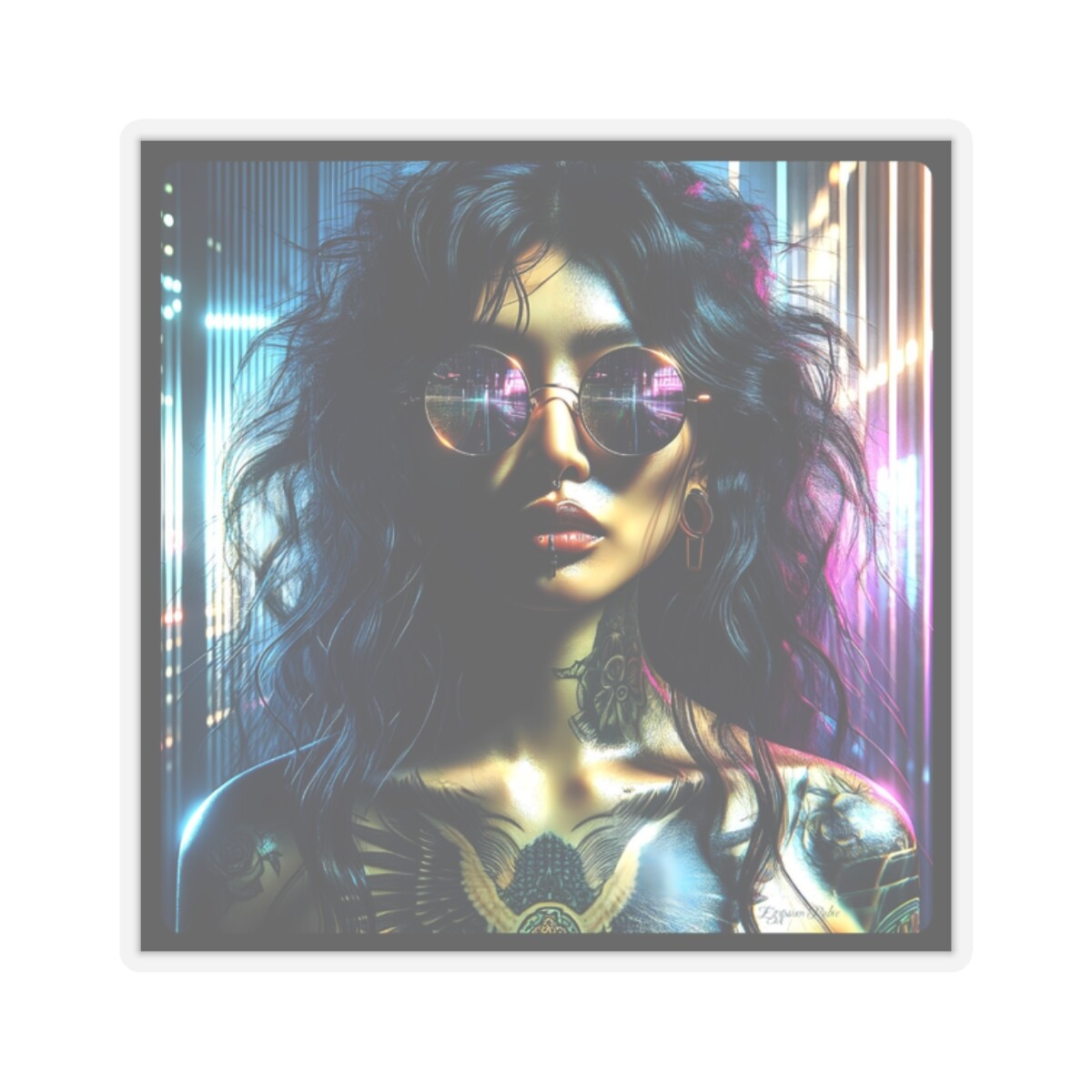 Cosmic Burn Tattoo Portrait Unisex Kiss Cut Sticker