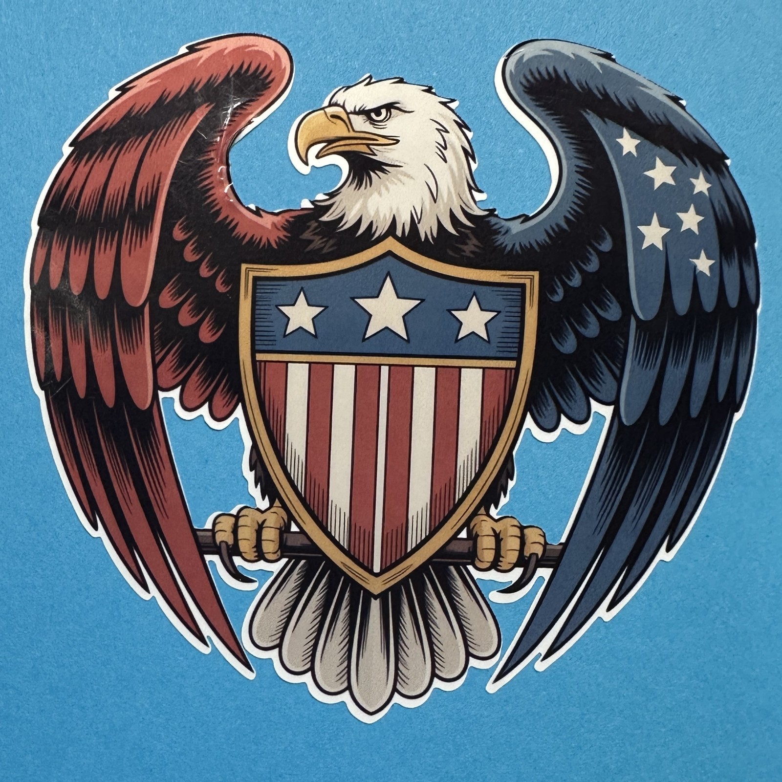 3 inch Patriotic Bald Eagle Shield Vinyl Sticker American Flag USA Decal