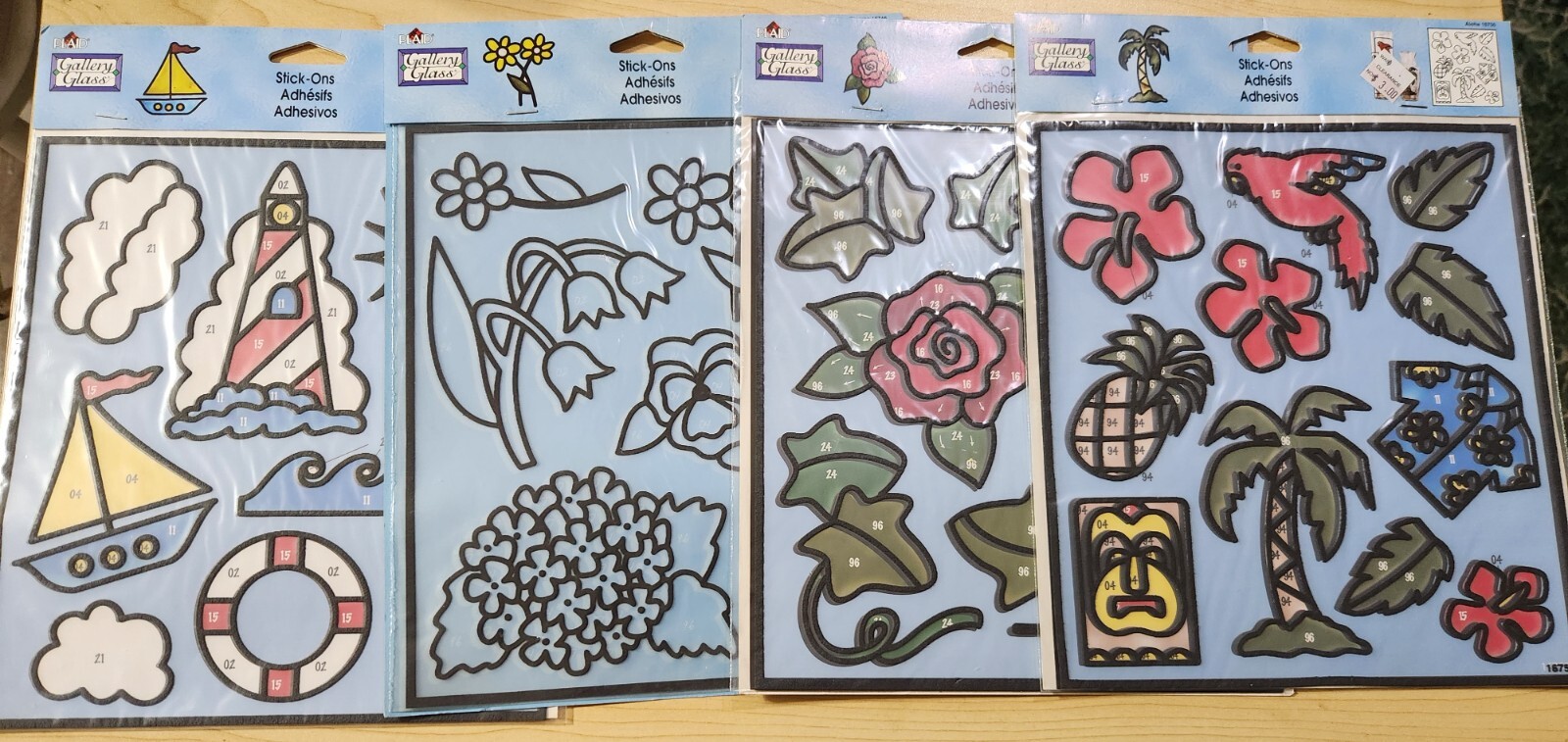 Plaid Gallery Stained Glass Stick Ons Adhesives Jar Decoration Windows Lot of 4