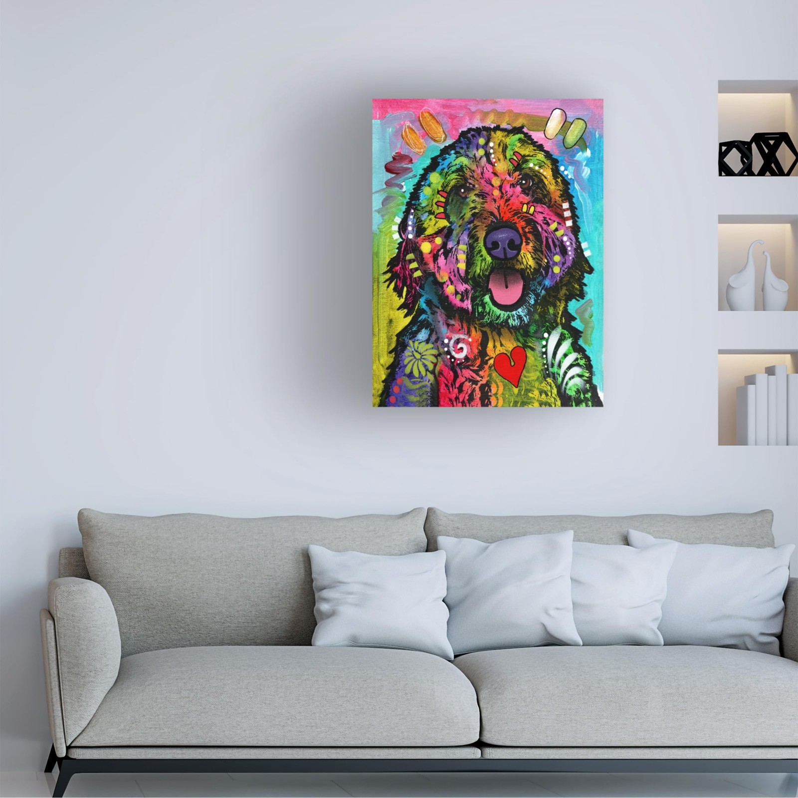 Wrapped Canvas Wall Art – Dean Russo 'Golden Doodle' Wall Art for Living Room…