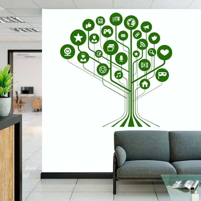 Technology Tree Computer Circuit Diagram Wall Sticker Science Classroom