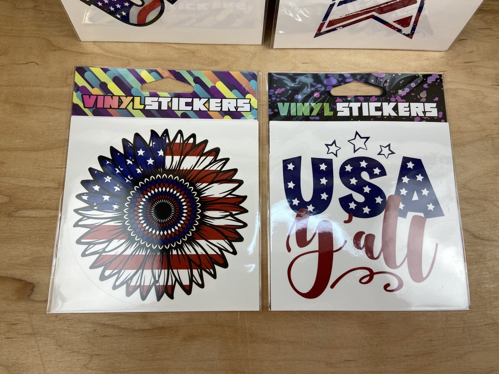 Vinyl Stickers SRP Companies USA Stars & Stripes Repositionable Lot of 4