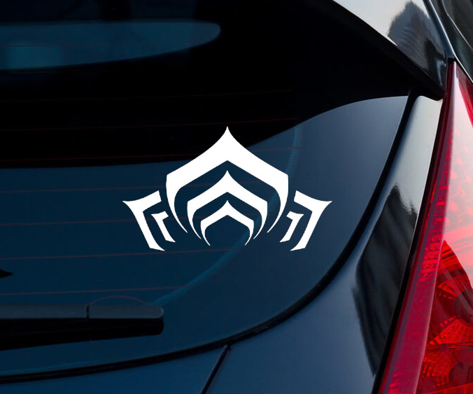 Lotus Warframe Matte White Indoor/Outdoor Vinyl Decal 5.6"x3.3"