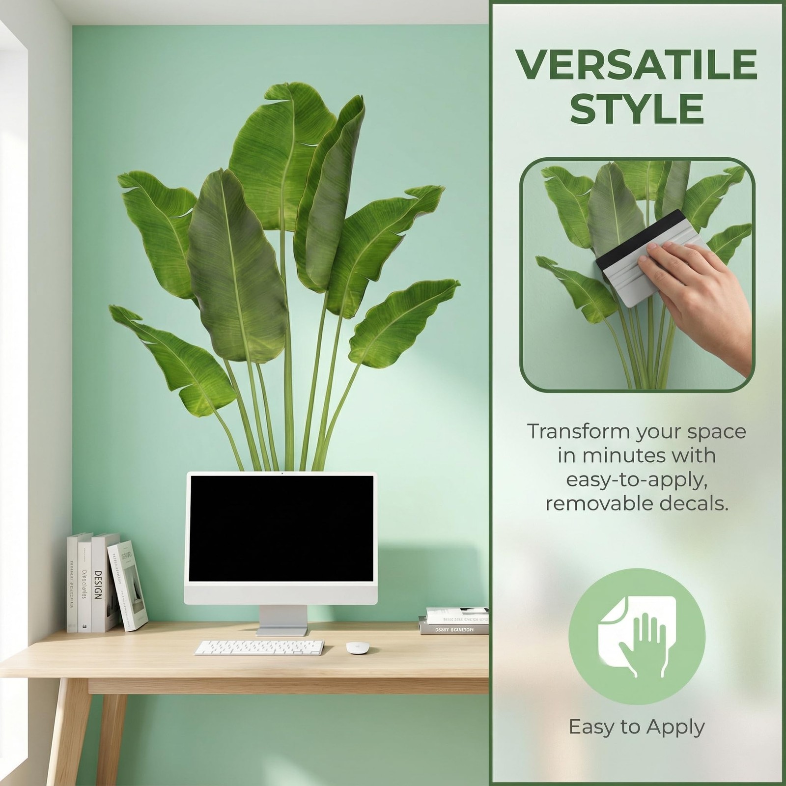 Green Plant Wall Decal Peel and Stick – 3D Realistic Potted Plant Wall Sticke…