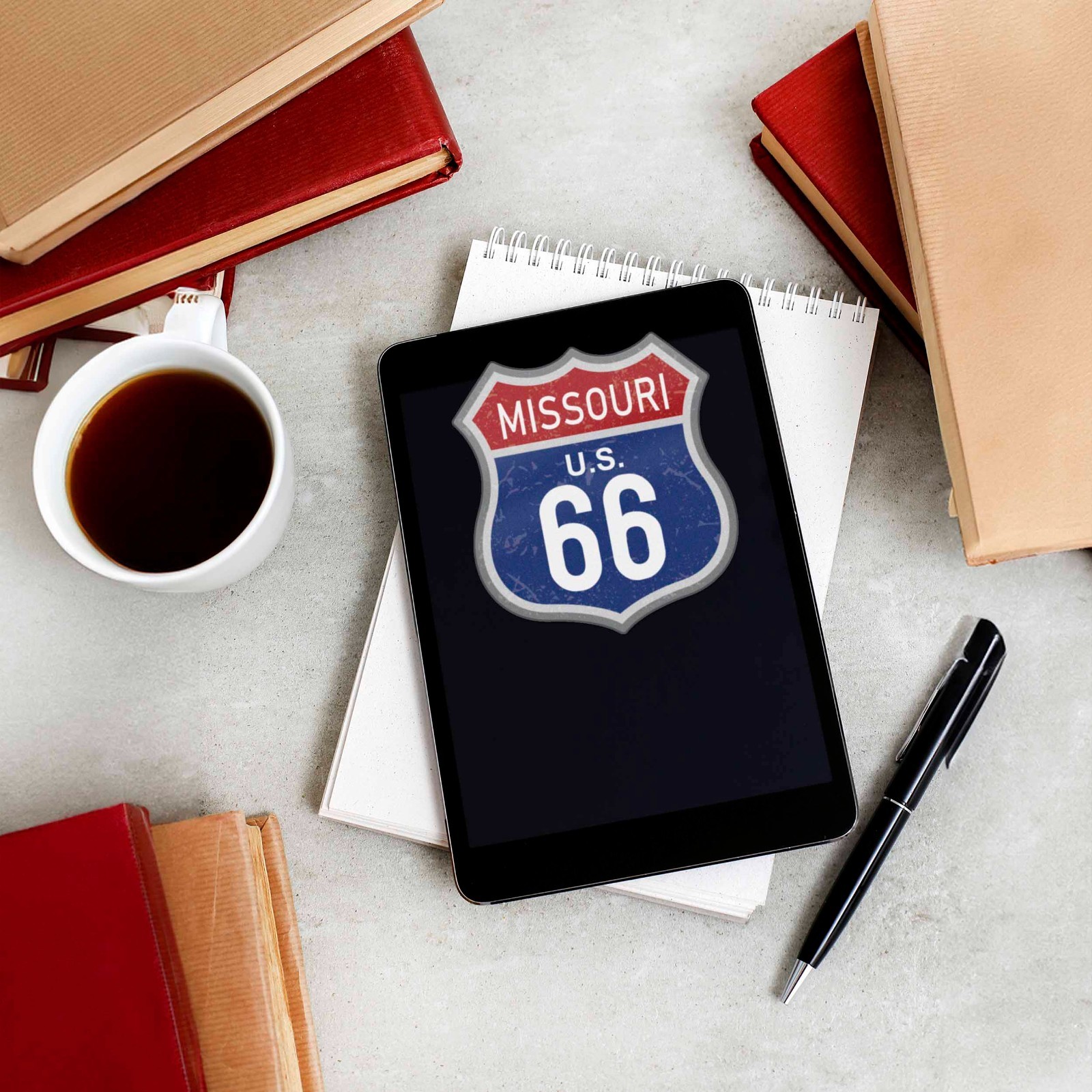 Missouri Blue Route 66 Sticker – Cool MO Vintage Highway Sign Decal for Laptop