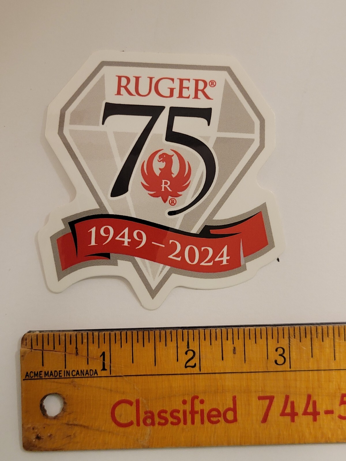 Ruger Firearms 75th Anniversary 1949-2024 Vinyl Decal Bumper Window Safe Sticker