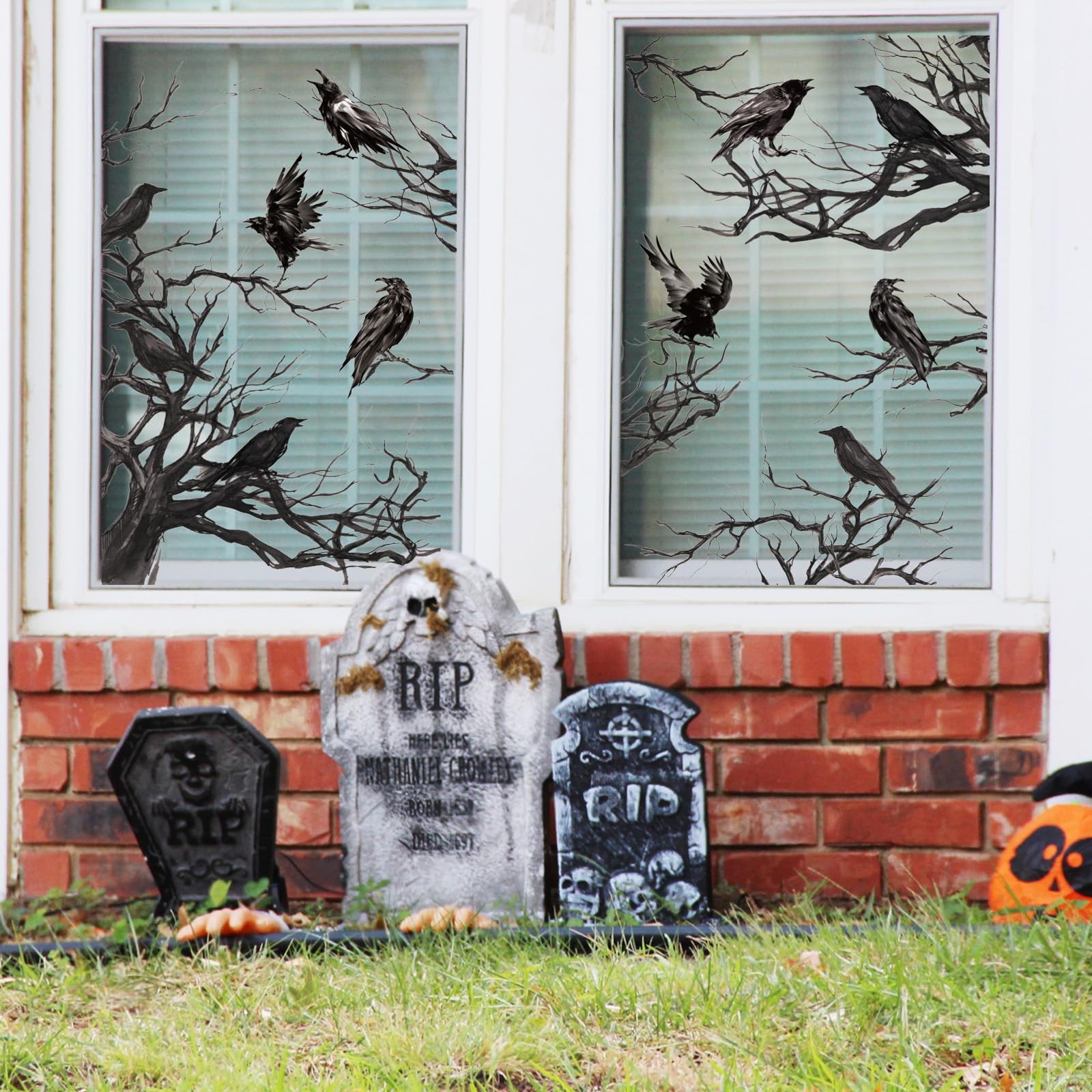 JarThenaAMCS Halloween Crow Window Cling Stickers 11.8 x 14.5 inch, Black