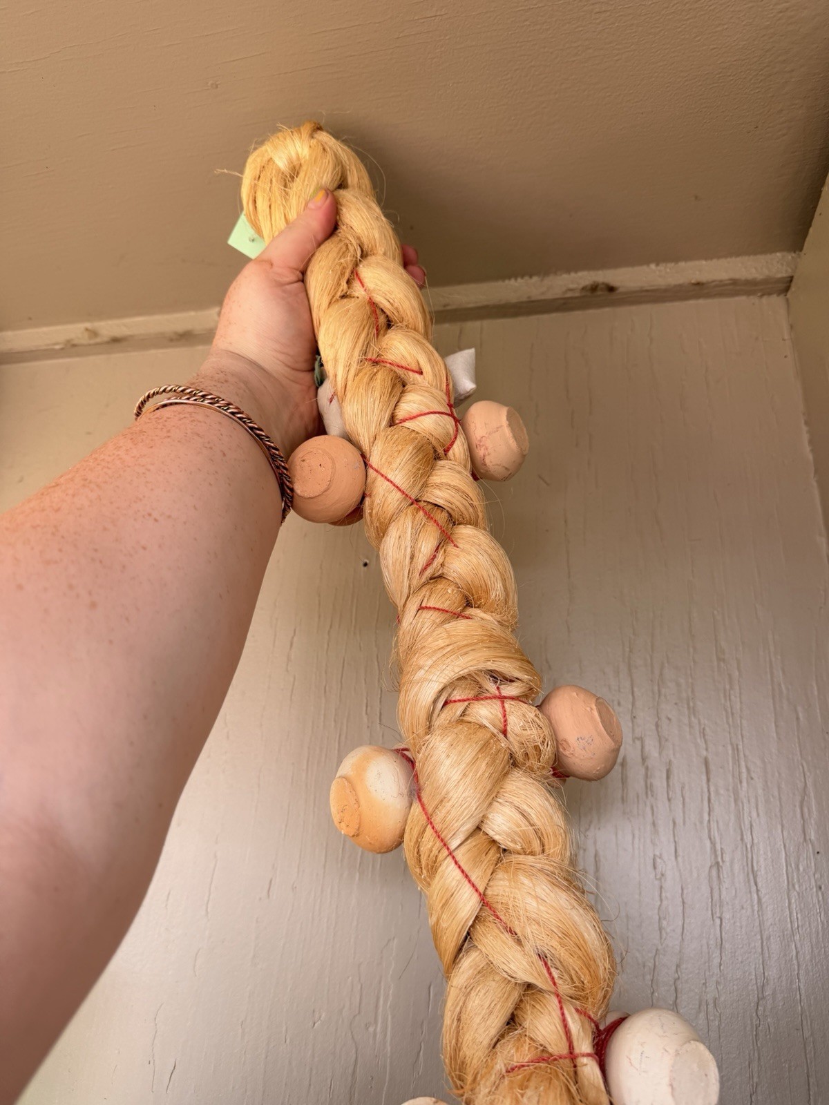 Blonde Synthetic Braided Hair Extension Braid w/ Mini Baskets & Doll Charm