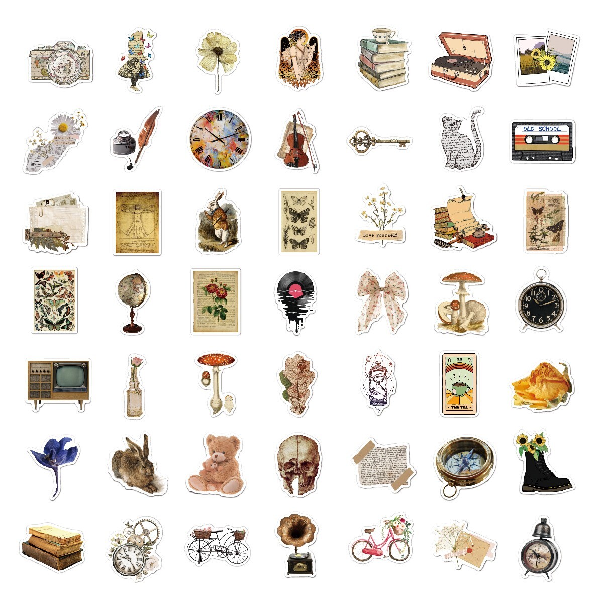 200pcs Retro Cottagecore Vintage STICKER PACK，#70110115