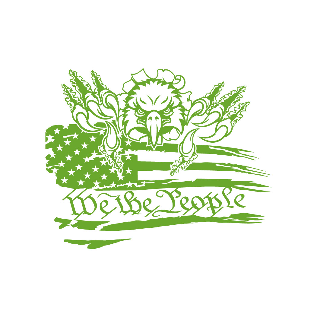 American USA Distressed Flag With Eagle & We The People Automotive Die Cut Decal