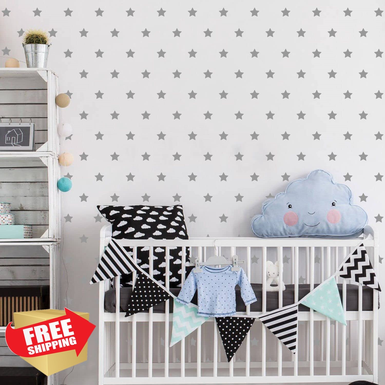 JURUOXIN Star Wall Decals Gray