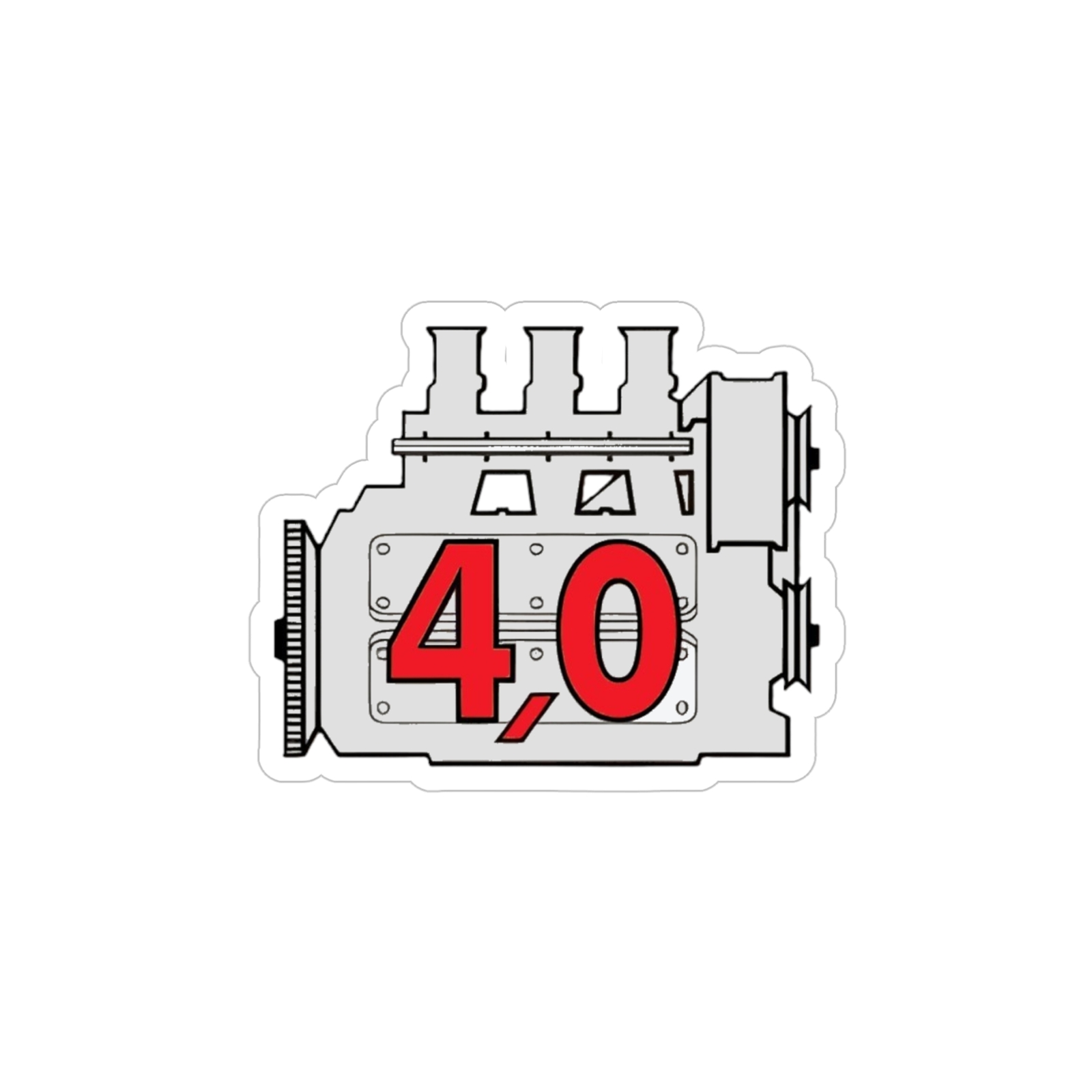 70-96 Porsche 911 Flat Six Engine Red 4.0L Rear Window Decal Sticker
