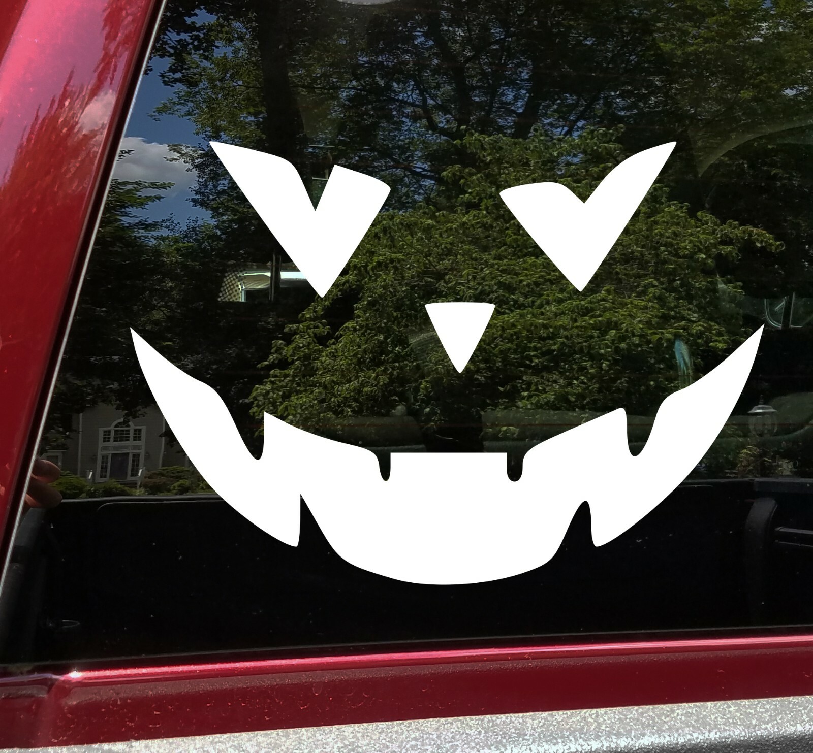 Pumpkin Face Vinyl Decal V4 – Halloween Creepy Smile Scary – Die Cut Sticker