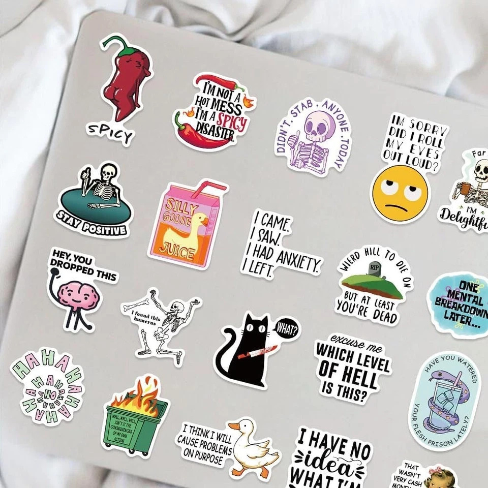 50Pcs Funny Adults Stickers Bulk, Prank Meme Sticker for Kids Teens Adults, Snar