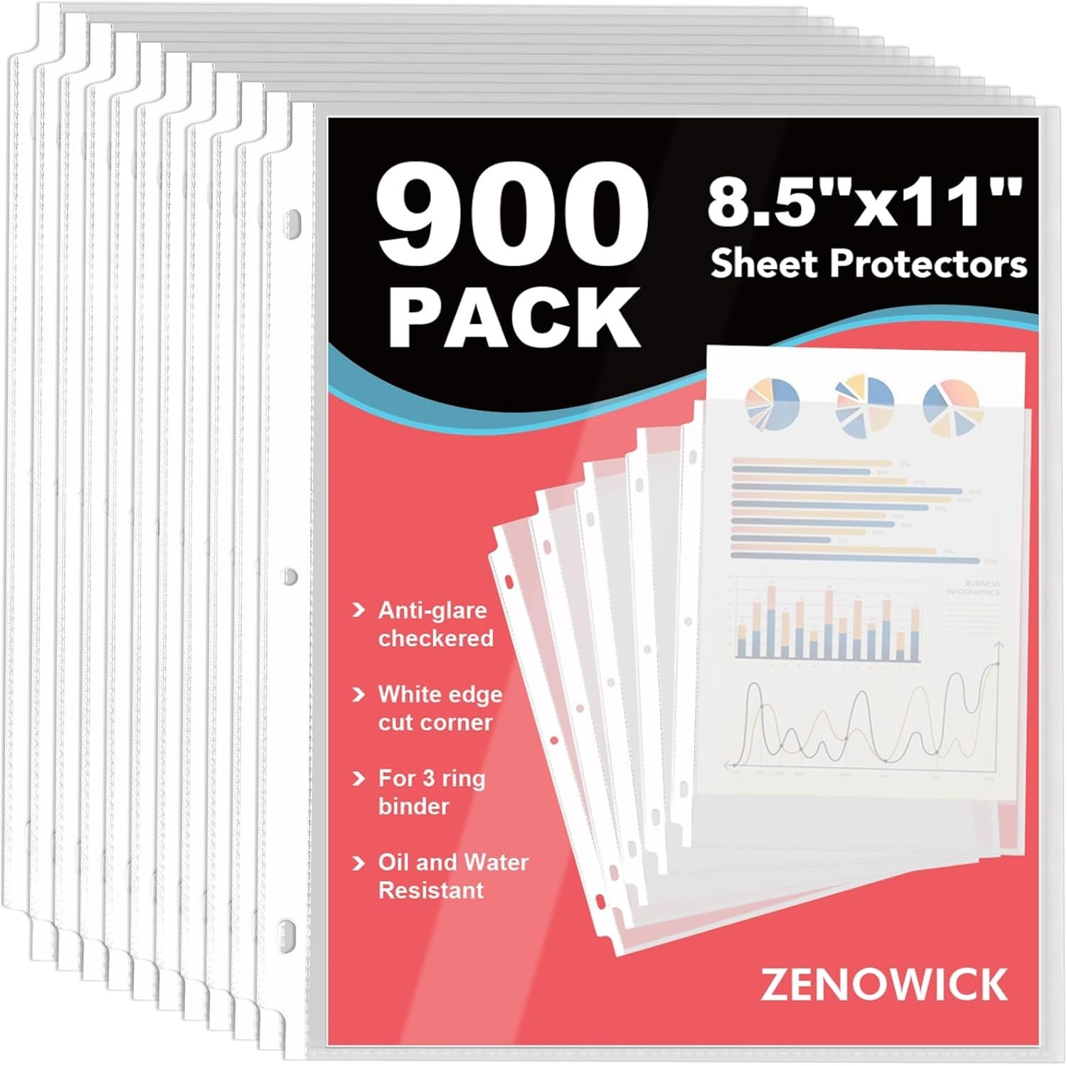 900 Pack Sheet Protectors 8.5 X 11 Inch Clear Page Protectors for 3 Ring Binder