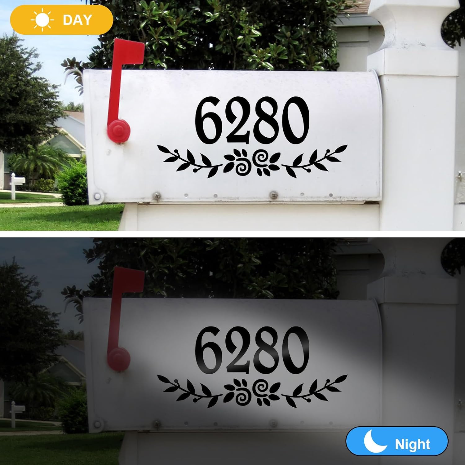 4 Inch Black Mailbox Numbers Stickers, 4 Set Waterproof Rustic Mailbox Decal, Se