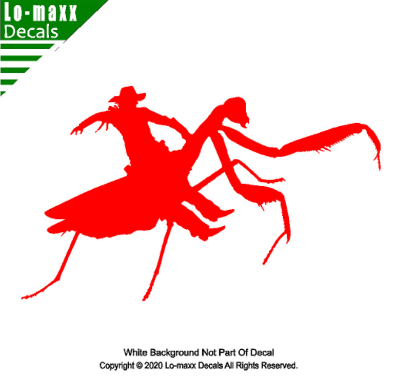 Praying Mantis Rodeo Country Western Insect Humor Design Die Cut Vinyl Decal