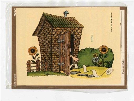 Meyercord 1979 Outhouse & Toilet Paper Decal in Original Package